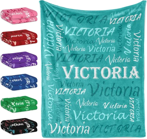Miniatura 14 de Manta personalizada con tema negro, manta suave y ligera de franela y forro polar con nombre para hombres, mujeres, niños y niñas - Regalos