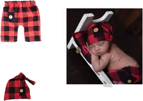 Miniatura 4 de KAIXIN Traje de fotografía para bebé recién nacido, con sombrero y almohada, accesorios para fotos de bebé, color rojo, talla M, Rojo