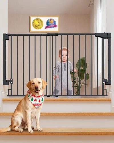 Miniatura 13 de Cumbor 29.2–43" Puerta de bebé para escaleras, de montaje en pared (se requiere taladrar), puerta para perros expandible sin barra inferior, puerta