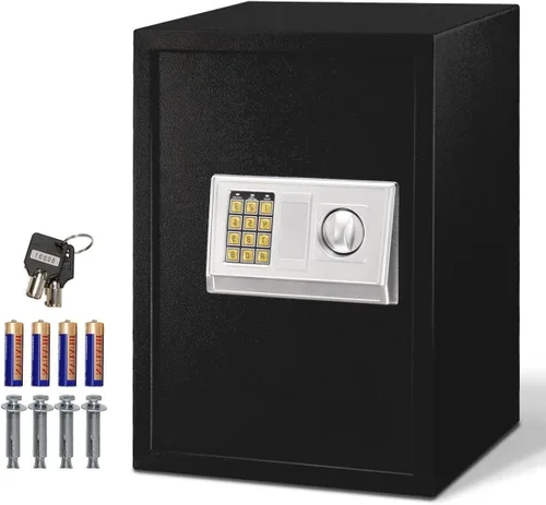 Happygrill Caja fuerte electrónica digital, caja fuerte grande del gabinete de seguridad de la cerradura del teclado para el banco del hotel de la