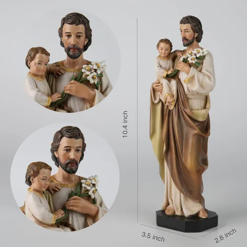 Miniatura 3 de BC Católica Estatua de San José y el Niño Jesús, Figura de Santo Católico, Regalo Religioso para el Día del Padre, Decoración Inspiradora