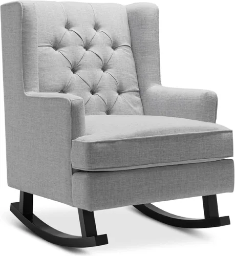 Best Choice Products Silla mecedora decorativa, tapizada con respaldo de terciopelo de lujo copetudo para guardería, sala de estar, dormitorio con