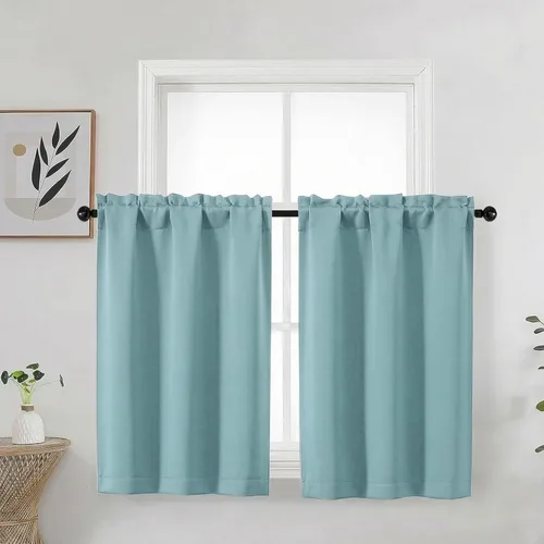 Miniatura 55 de Aqua Cafe - Juego de 2 paneles de cortinas opacas de 24 pulgadas de largo, con aislamiento térmico suave y sólido, para ventanas de baño, sótano