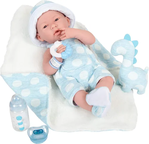 Miniatura 7 de JC Toys La Newborn Muñeca bebé niña de 15 pulgadas de vinilo anatómicamente correcta con traje blanco y rosa y accesorios de lujo Diseñada