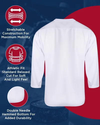 Miniatura 3 de Exxact Sports Hockey Jerseys for Men, Hockey Practice Jersey Adult, Full Sleeve Hockey Blank Jersey, Ice Hockey Jersey