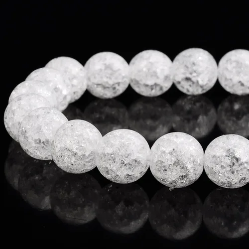 Miniatura 6 de RUBYCA Natural AAA Grado Blanco Claro Cuarzo Cristal Crackle Redondo Perlas Joyería Fabricación 1 Strand 0.157 in