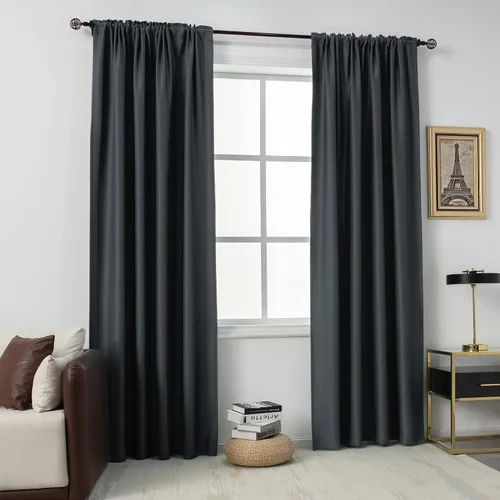 Miniatura 69 de DUALIFE Cortinas opacas de 45 pulgadas de largo, 2 paneles para ventanas pequeñas de dormitorio, aislamiento térmico, bolsillo para barra, cortinas