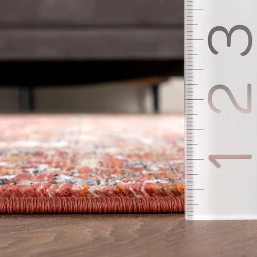 Miniatura 2 de Nuloom Oliveira de alto tráfico, resistente a las manchas, fácil de limpiar, duradera, 8 pies 10 pulgadas x 13 pies, medallón floral, suave y Óxido