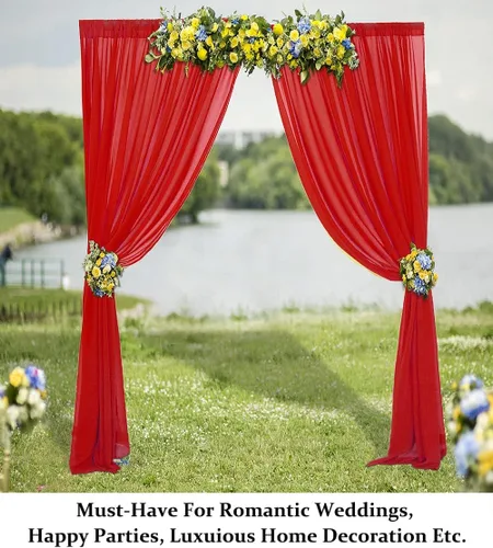 Miniatura 2 de DUOBAO Cortina de gasa roja, 2 paneles de 29 x 96 pulgadas, cortinas de fondo de boda, cortinas de playa para sala de estar, ventana de gasa