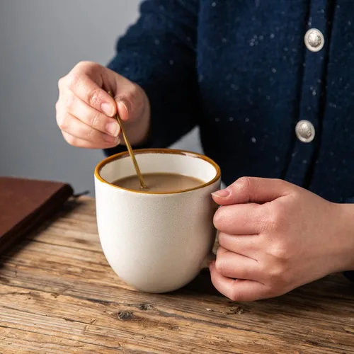 Miniatura 5 de AmorArc Tazas de café de 12 onzas, juego de 6 tazas de café de cerámica para hombre, mujer, papá, mamá, tazas de café modernas con asa para café