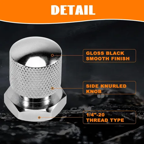 Miniatura 5 de 3 piezas de tornillo de asiento trasero moleteado de acero inoxidable con tuerca de montaje de asiento solo rosca de 1/4"-20 Patrón de calavera