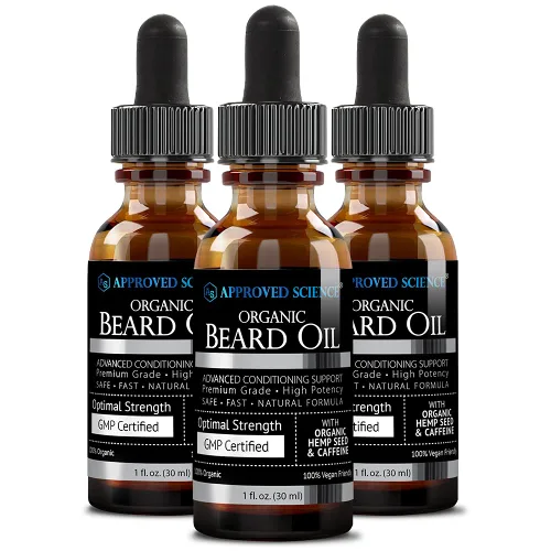 Approved Science Aceite para barba – Promueve el crecimiento del cabello y combate la sequedad – Aceites de jojoba, argán y romero – Fórmula