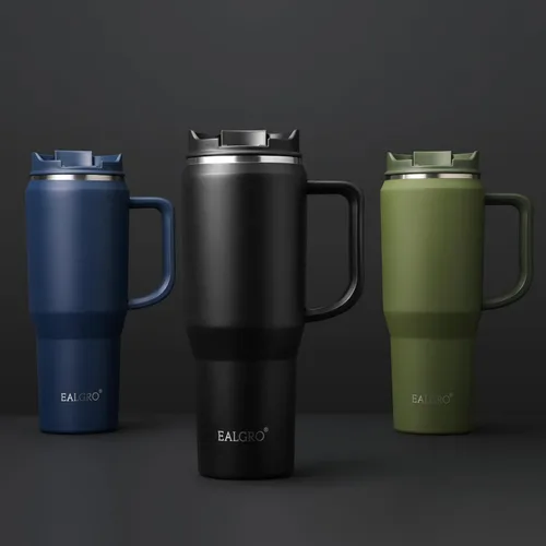 Miniatura 5 de EALGRO Botella de agua aislada de 40 onzas con popote y asa, frasco de agua deportivo de metal grande, taza de café de viaje de acero inoxidable