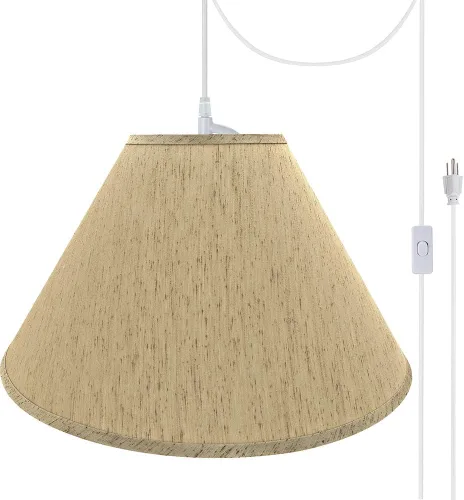 Miniatura 5 de Aspen Creative, Beige, 72561-11 Two Hanging Pendant Ceiling Light with Transitional Hardback Empire Fabric Lamp Shade, 20" Width