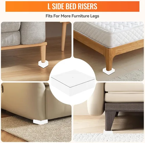 Miniatura 4 de shouwuhho Elevadores de muebles, paquete de 4 elevadores de cama con agarre antideslizante y soporte resistente, elevación de altura de 1 pulgada, 2