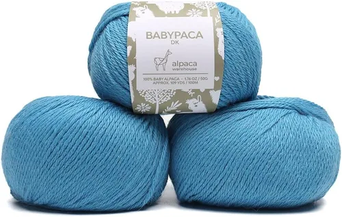 Miniatura 95 de 100% Hilo de Lana de Alpaca Bebé (Juego de 3 Madejas, 150 Gramos) Peso DK - Hecho en Perú - Celestialmente Suave y Perfecto para Tejer y Ganchillo