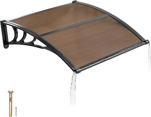 Miniatura 16 de VEVOR Toldo para puerta de entrada, toldo de puerta de ventana de 24 x 24 pulgadas con drenaje y soporte de ABS, cubierta de policarbonato
