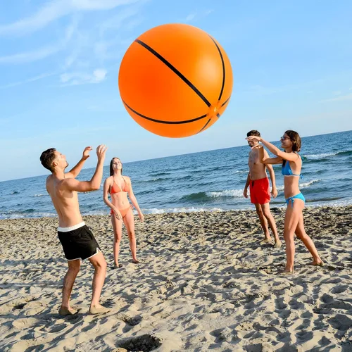 Miniatura 7 de Lewtemi 2 unidades de fútbol y baloncesto inflables gigantes de 27 pulgadas, bolas de playa inflables grandes, globos de gran tamaño para fiesta