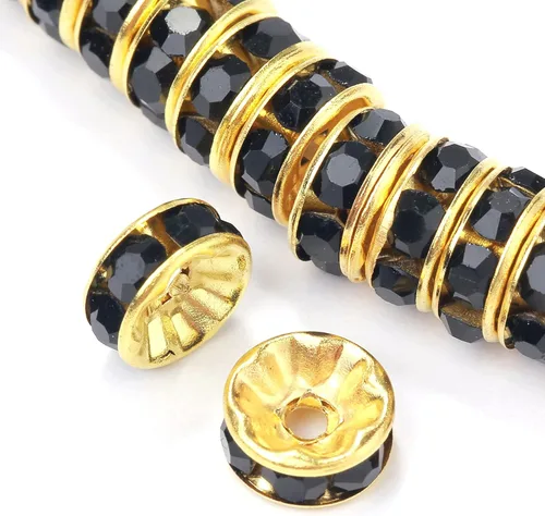 Miniatura 9 de Weebee 100 cuentas espaciadoras Rondelle, cuentas de cristal chapadas en plata, con diamantes de imitación checos, cuentas sueltas para hacer joyas