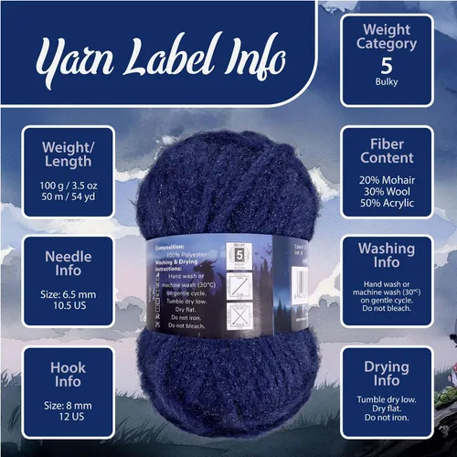 Miniatura 5 de JubileeYarn Halo Fables Yarn - 100g/Skein Bulky Polyester - North Wind Sun - 2 Skeins