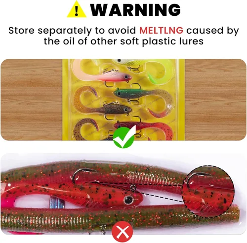 Miniatura 6 de TRUSCEND Duramax TPE Soft Fishing Lures with BKK Hooks, Easy Catch Curly & T-Tail for Trembly Sinking & Vibrating Swim, UV or Glow Effect for All