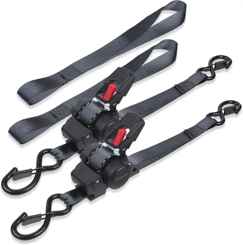 Ayaport Correas de trinquete retráctiles de 1 pulgada x 12 pies (2 unidades) - Resistencia a la rotura de 1500 libras, correas de trinquete