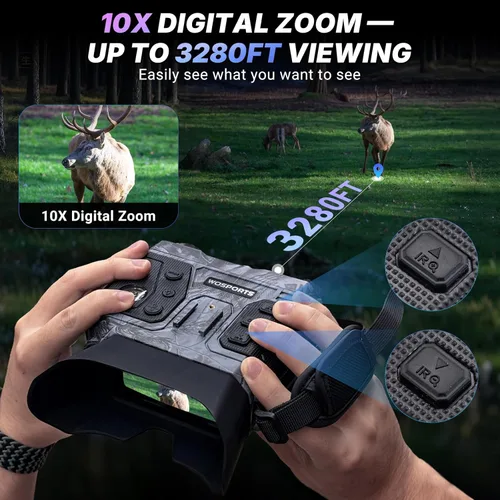 Miniatura 5 de WOSPORTS Gafas de visión nocturna 4K con foto de 48 MP, visión a todo color de 3280 pies, distancia IR de 1300 pies, pantalla HD de 3 pulgadas, zoom
