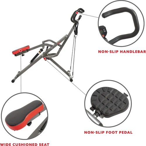 Miniatura 3 de Sunny Health & Fitness Row-N-Ride PRO, máquina de sentadillas completa para todo el cuerpo con banda de resistencia opcional, fácil de instalar