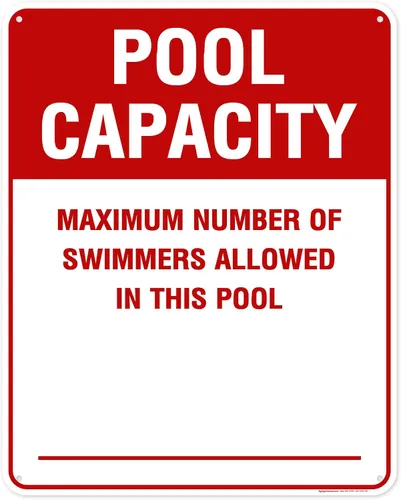 Miniatura 16 de Número máximo de nadadores permitidos en este cartel de piscina, 7 x 10 pulgadas, libre de óxido, aluminio 040, resistente a la decoloración