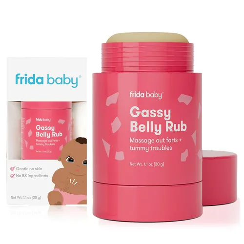 Frida Baby Gassy Belly Rub | Alivio de gases para bebés | Crema de alivio de gases para bebés para masajes de vientre hecha con aceites naturales