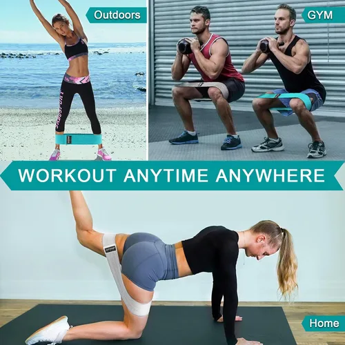 Miniatura 7 de Supertrip Bandas de resistencia de tela para piernas y glúteos, antideslizantes, para mujeres/hombres, bandas elásticas para entrenamiento, fitness