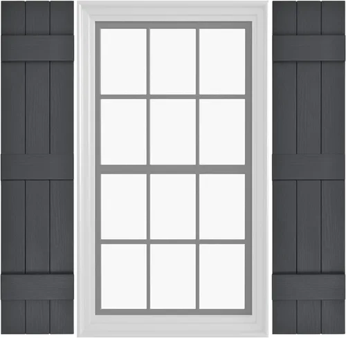 Miniatura 34 de Persianas de Vinilo Board & Batten (1 Par) 11"x31" (3-Tableros) - Negro Cosmos/Pintable Persianas Exteriores para Ventanas Incluye Herrajes