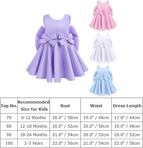 Miniatura 4 de IDOPIP Flower Girl Bowknot Tutu Dress for Toddler Baby Wedding First Communion Birthday Party Pageant Baptism Dresses