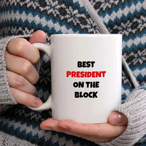 Miniatura 2 de Taza de café Best President On The Block, divertida idea de regalo para familiares, amigos, compañeros de trabajo, taza de cerámica, cumpleaños