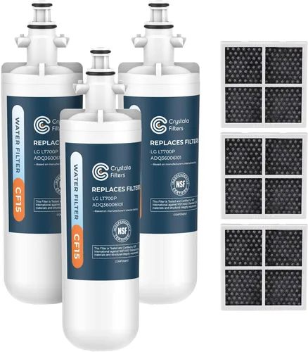 Crystala Filters Repuesto para filtro de agua LG LT700P/ADQ36006101, NSF 42 compatible con Kenmore Clear 9690, 469690, ADQ36006101, ADQ36006102,