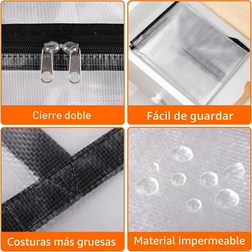 Miniatura 3 de TasticTotes Paquete de 6 bolsas de almacenamiento transparentes para edredón, ropa y ropa de cama, almacenamiento de mantas de plástico