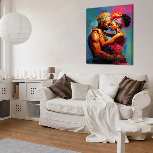 Miniatura 179 de Arte de pared afroamericano, decoración de rey y reina bailarín negro para sala de estar, arte de pareja de amor negro para dormitorio, lienzo