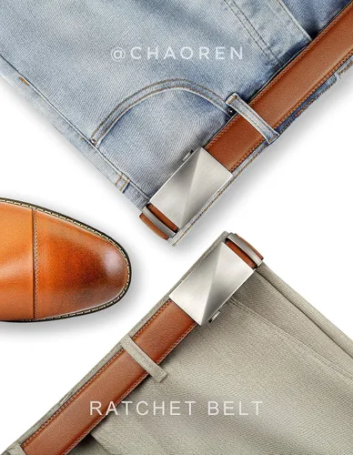 Miniatura 2 de CHAOREN Cinturón de trinquete de cuero para hombre, ajuste personalizable, estilo sin esfuerzo (1.378 in)