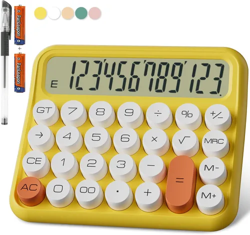 Miniatura 8 de DECKLIT Calculadora de escritorio con batería, pantalla LCD extra grande de 12 dígitos, botones grandes fáciles de presionar, pantalla de Rosa