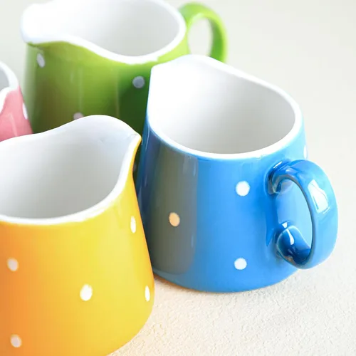 Miniatura 5 de CHOOLD Crema de cerámica de lunares con asa, jarra de crema de café y leche de 8.5 onzas para cocina Amarillo