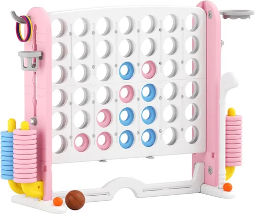 KORIMEFA Juego gigante gigante de 4 a punta, 4 en una fila para niños y adultos, juego de 2.7 pies de alto para interiores y exteriores con 42