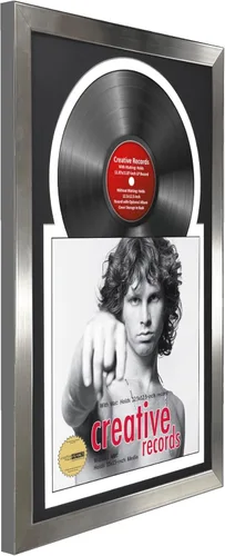 Miniatura 4 de Creative Picture Frames Marco para discos de Jukebox de 16 x 24 pulgadas con acabado de acero inoxidable de 12 pulgadas con doble paspartú blanco