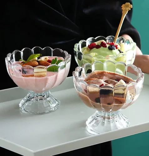 Miniatura 8 de Lawei Paquete de 6 cuencos de vidrio para postre, tazas pequeñas de 5 onzas para helado, mini cuencos de postre con patas para postre, helado