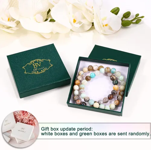 Miniatura 3 de Bivei - Pulsera elástica con cuentas redondas de cristales curativos de Reiki semipreciosos hecha a mano de 0315pulgadas 8 mm