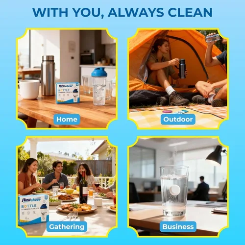 Miniatura 8 de flowcheer Paquete de 36 tabletas de limpieza de botellas Fórmula potente y de control de olores Limpiador profundo para acero inoxidable