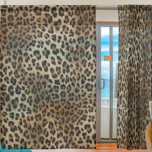 Miniatura 2 de Cortinas traslúcidas con estampado de leopardo animal, cortinas de gasa para sala de estar, dormitorio, cocina, decoración del hogar, 55 x 78