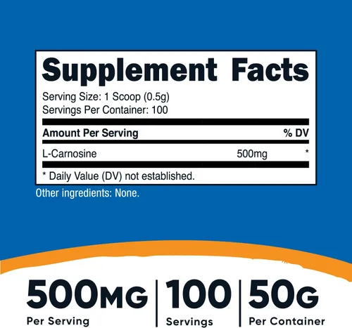 Miniatura 2 de Nutricost L-Carnosina en polvo 1.76 oz (100 porciones) - Sin OMG