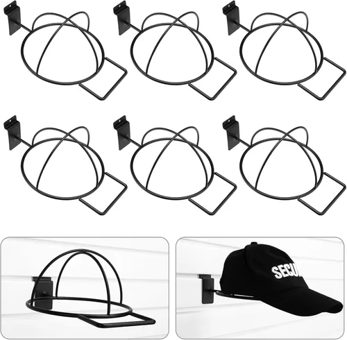 Miniatura 7 de Kigley 6 piezas de sombrero de alambre para gorras de béisbol, accesorios de metal negro, estantes minoristas para puerta de mercancía, armario