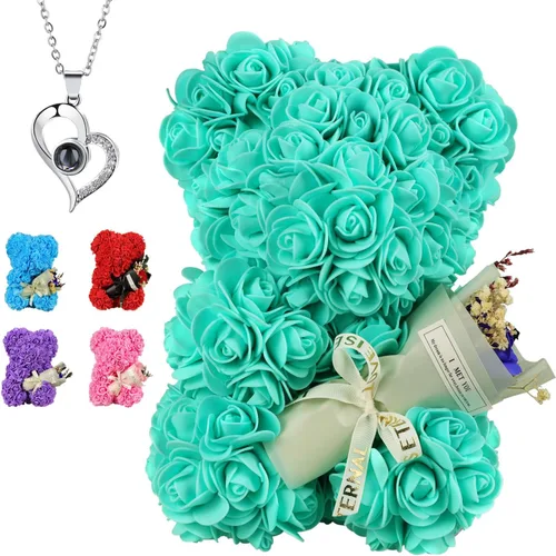 Miniatura 7 de Oso de rosas para el Día de la Madre, regalo romántico de cumpleaños para novia, esposa, oso de rosas para mujer, oso de San Valentín con ramo