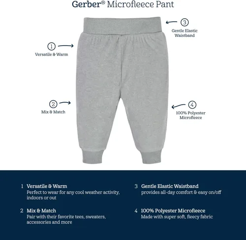 Miniatura 6 de Gerber Baby Boys' 4-Pack Microfleece Pants